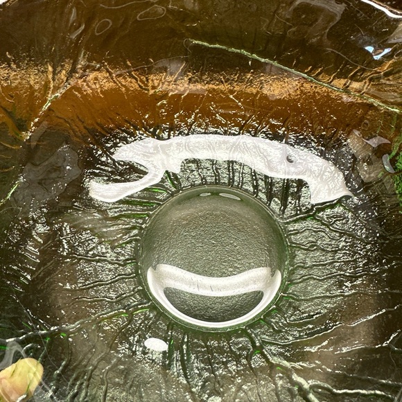 Viking Glass Green Lettuce Cabbage Leaf Salad Serving Bowl Set 4 Small 1 Large - Picture 4 of 10